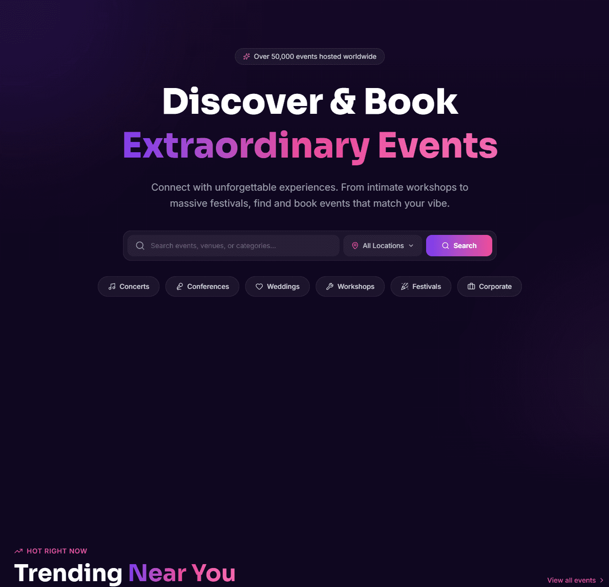 Multi-Venue Events Booking Platform website preview